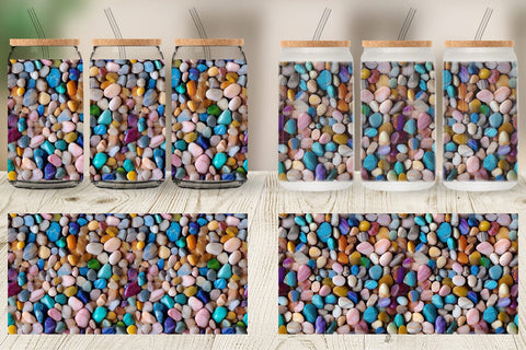 Glass Can Wrap Colorful Stone Pattern Sublimation artnoy 