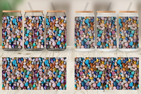 Glass Can Wrap Colorful Stone Pattern Sublimation artnoy 