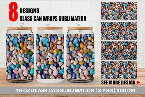 Glass Can Wrap Colorful Stone Pattern Sublimation artnoy 