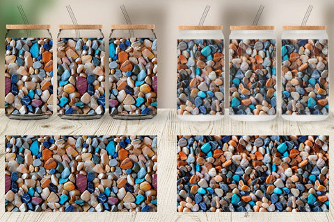 Glass Can Wrap Colorful Stone Pattern Sublimation artnoy 