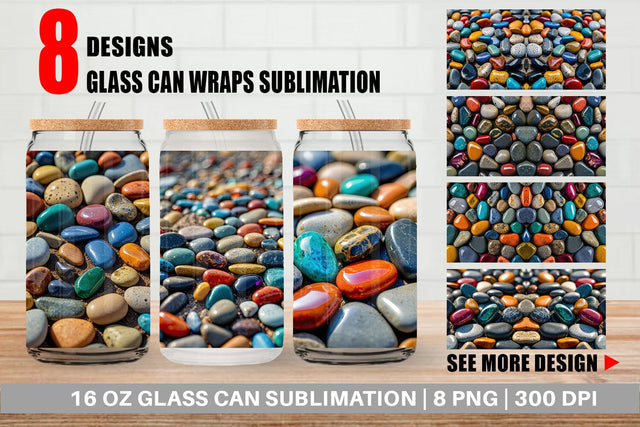 Glass Can Wrap Colorful Stones Sublimation artnoy 