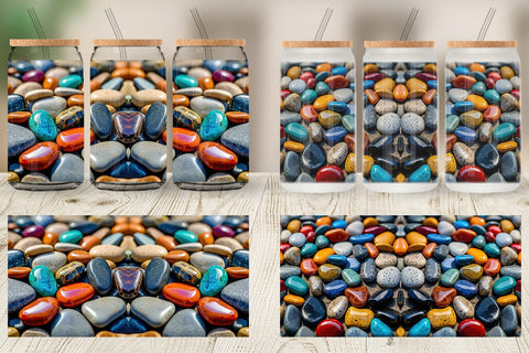 Glass Can Wrap Colorful Stones Sublimation artnoy 
