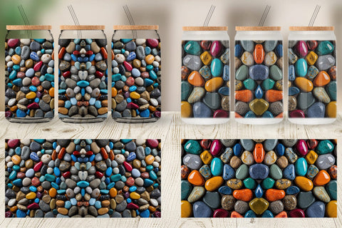 Glass Can Wrap Colorful Stones Sublimation artnoy 