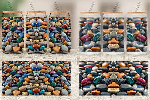 Glass Can Wrap Colorful Stones Sublimation artnoy 