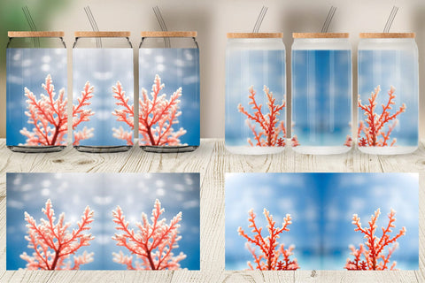 Glass Can Wrap Coral Charm Sublimation artnoy 
