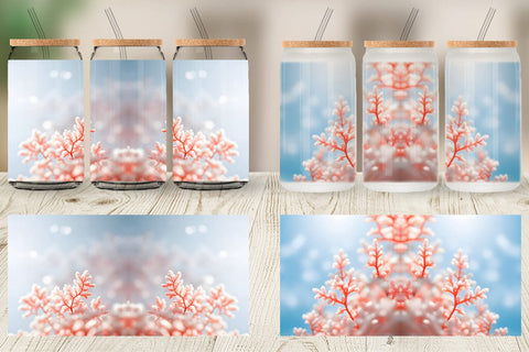 Glass Can Wrap Coral Charm Sublimation artnoy 