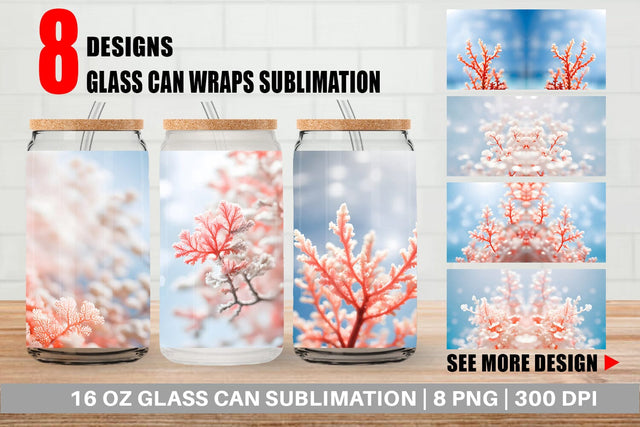 Glass Can Wrap Coral Charm Sublimation artnoy 