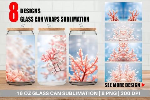 Glass Can Wrap Coral Charm Sublimation artnoy 