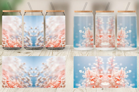 Glass Can Wrap Coral Charm Sublimation artnoy 