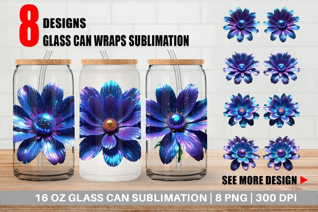 Glass Can Wrap Cosmic Flower Sublimation artnoy 