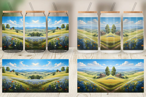 Glass Can Wrap Countryside Summer Sublimation artnoy 