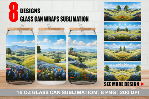 Glass Can Wrap Countryside Summer Sublimation artnoy 
