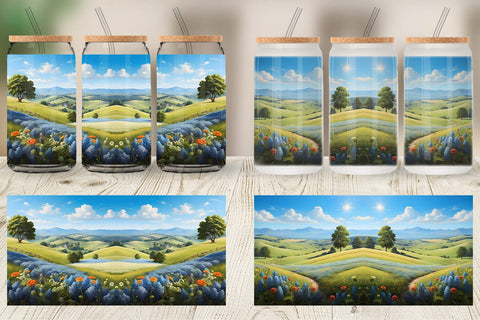 Glass Can Wrap Countryside Summer Sublimation artnoy 