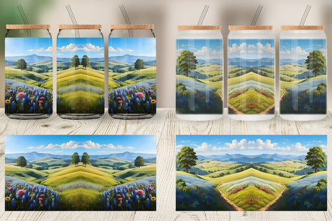Glass Can Wrap Countryside Summer Sublimation artnoy 