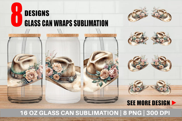 Glass Can Wrap Cowboy Decor Sublimation artnoy 