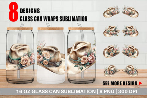 Glass Can Wrap Cowboy Decor Sublimation artnoy 