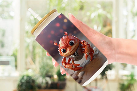Glass Can Wrap Crab Valentine Sublimation artnoy 
