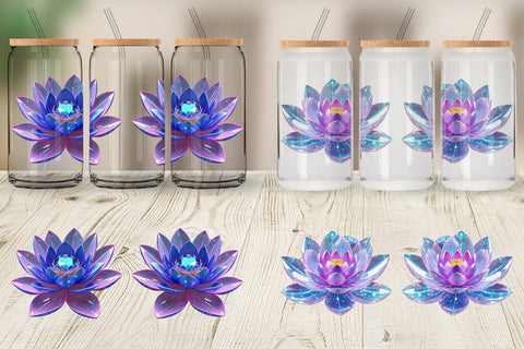 Glass Can Wrap Crystal Lotus Sublimation artnoy 