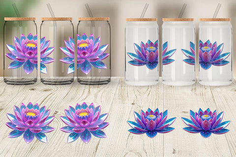 Glass Can Wrap Crystal Lotus Sublimation artnoy 