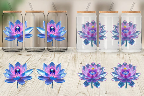 Glass Can Wrap Crystal Lotus Sublimation artnoy 