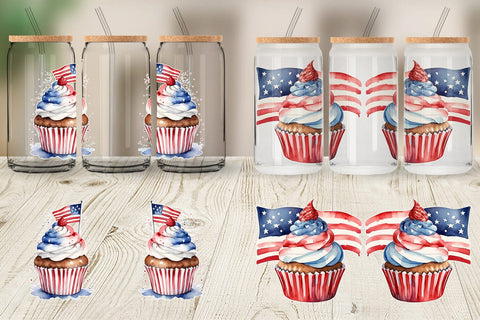 Glass Can Wrap Cupcake 4th of July Sublimation artnoy 