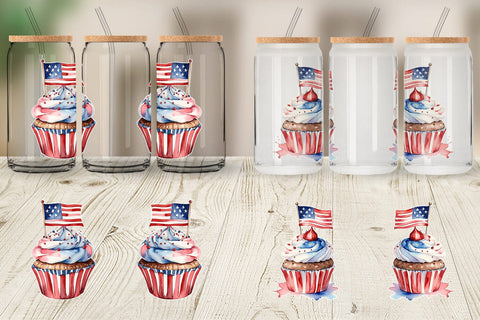 Glass Can Wrap Cupcake 4th of July Sublimation artnoy 