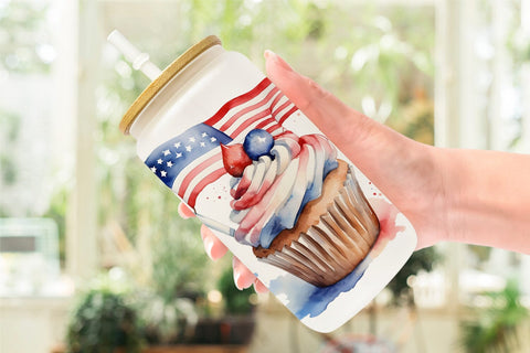Glass Can Wrap Cupcake 4th of July Sublimation artnoy 