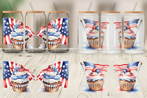 Glass Can Wrap Cupcake 4th of July Sublimation artnoy 