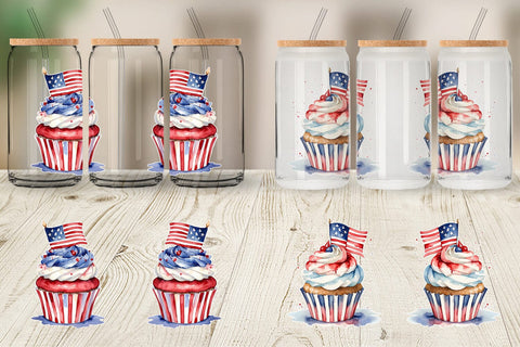 Glass Can Wrap Cupcake 4th of July Sublimation artnoy 