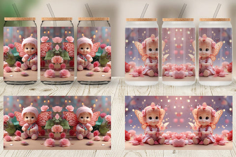 Glass Can Wrap Cute Baby Butterfly Sublimation artnoy 