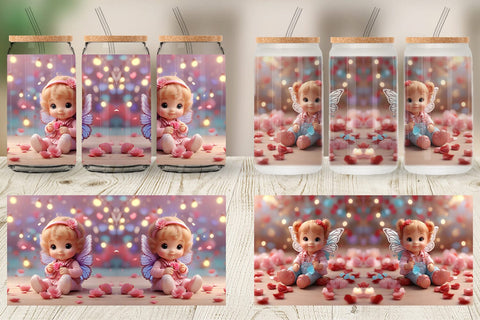 Glass Can Wrap Cute Baby Butterfly Sublimation artnoy 