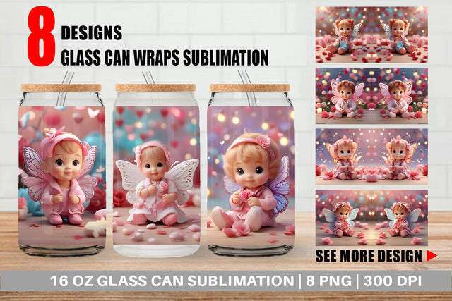 Glass Can Wrap Cute Baby Butterfly Sublimation artnoy 