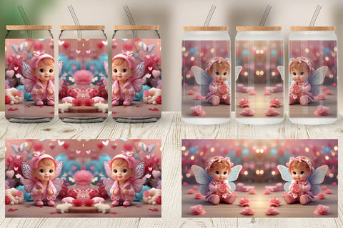 Glass Can Wrap Cute Baby Butterfly Sublimation artnoy 