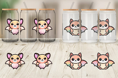 Glass Can Wrap Cute Bat Sublimation artnoy 