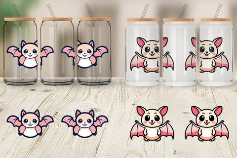 Glass Can Wrap Cute Bat Sublimation artnoy 