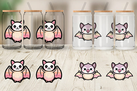 Glass Can Wrap Cute Bat Sublimation artnoy 