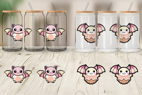 Glass Can Wrap Cute Bat Sublimation artnoy 