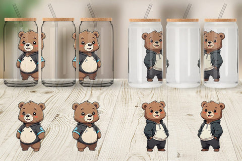 Glass Can Wrap Cute Bear Sublimation artnoy 