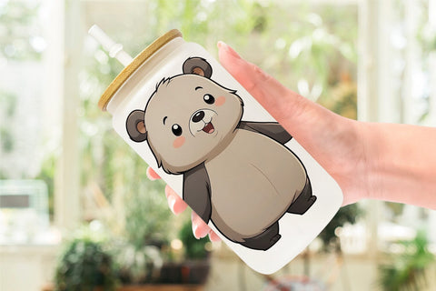 Glass Can Wrap Cute Bear Sublimation artnoy 