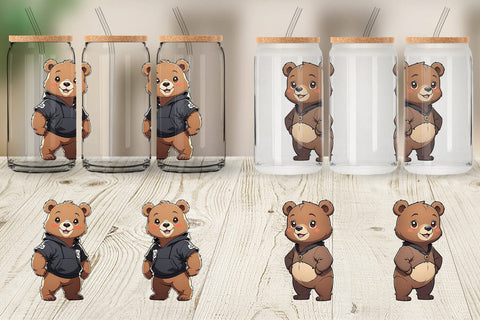 Glass Can Wrap Cute Bear Sublimation artnoy 