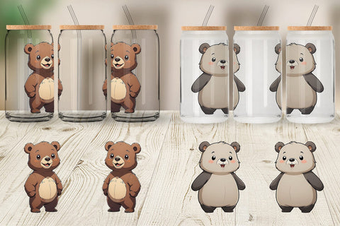 Glass Can Wrap Cute Bear Sublimation artnoy 