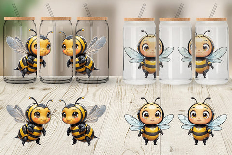 Glass Can Wrap Cute Bee Sublimation artnoy 