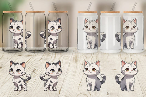 Glass Can Wrap Cute Cat Sublimation artnoy 
