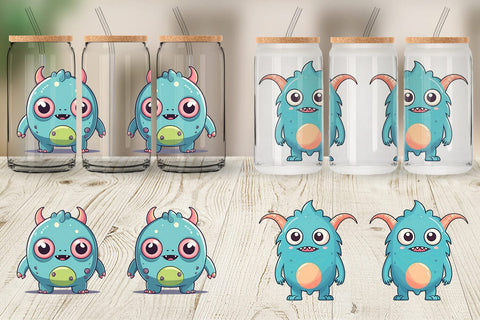 Glass Can Wrap Cute Classic Monster Sublimation artnoy 