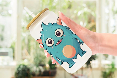 Glass Can Wrap Cute Classic Monster Sublimation artnoy 