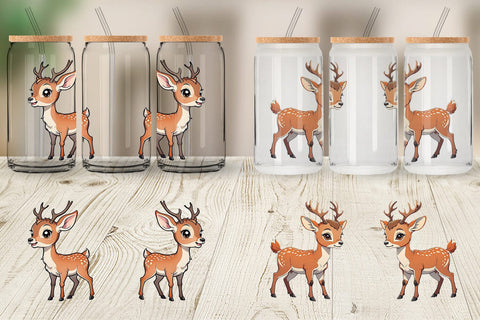Glass Can Wrap Cute Deer Sublimation artnoy 
