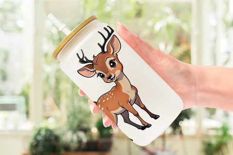 Glass Can Wrap Cute Deer Sublimation artnoy 