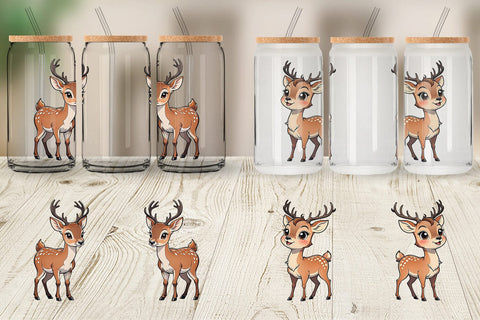 Glass Can Wrap Cute Deer Sublimation artnoy 