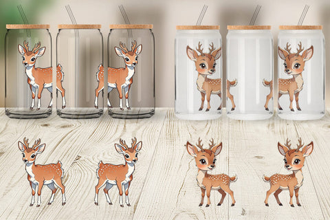 Glass Can Wrap Cute Deer Sublimation artnoy 