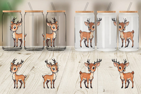 Glass Can Wrap Cute Deer Sublimation artnoy 